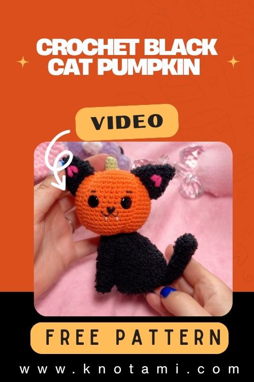 Crochet Black Cat Pumpkin Head Halloween Amigurumi Pattern
