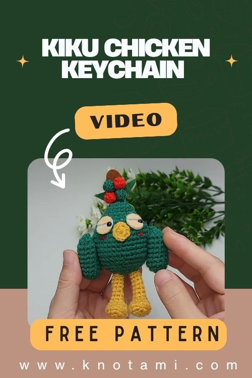 Crochet Cool Kiku Chicken Keychain | Easy Amigurumi Pattern