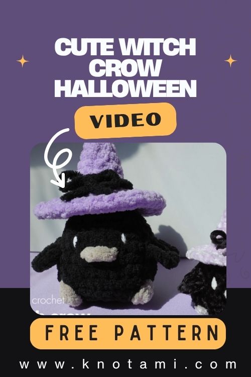 Crochet Cute Witch Crow Simple Amigurumi Toy for Halloween