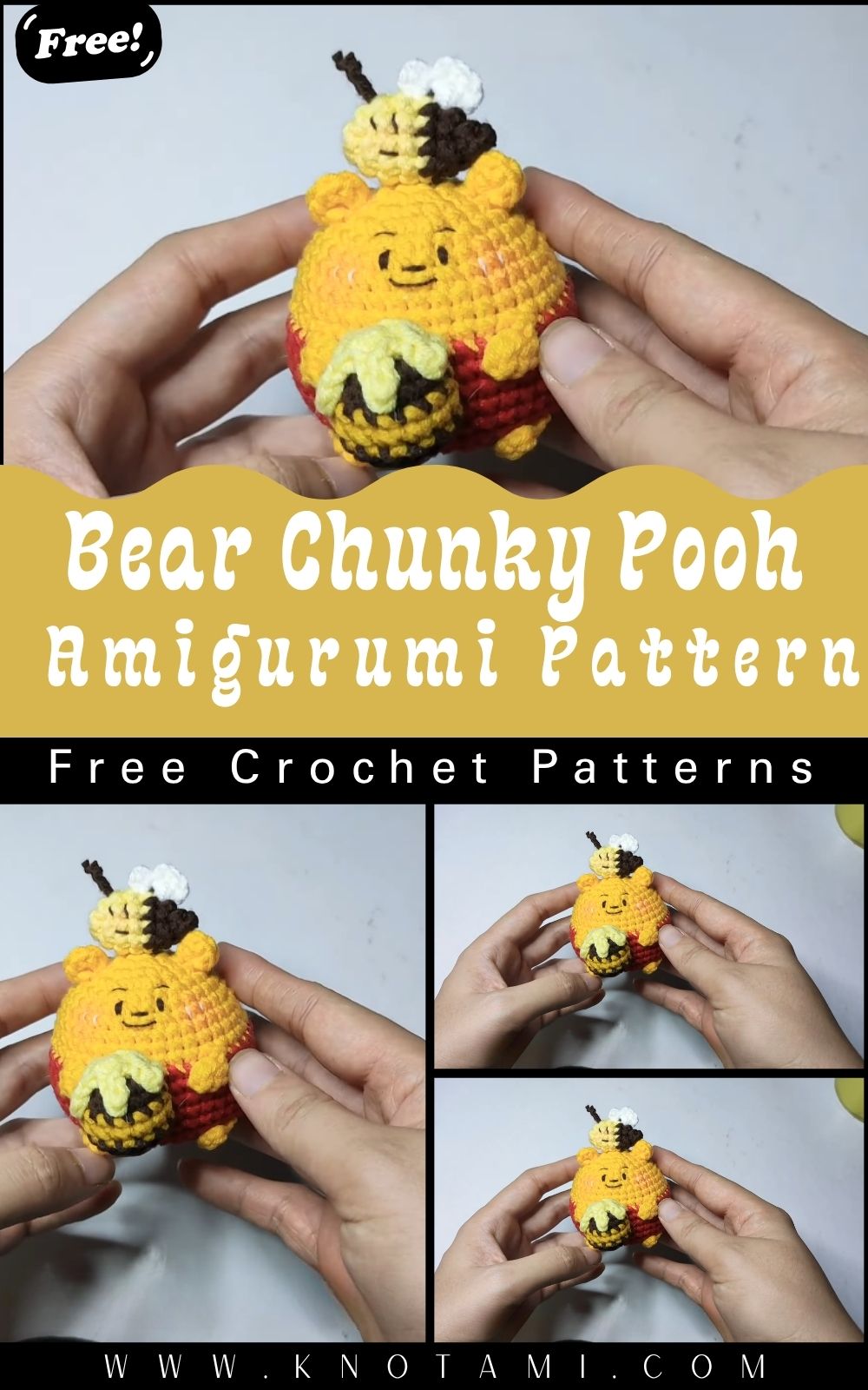 Cute Crochet Bear Chunky Pooh Amigurumi Pattern Plush Toy