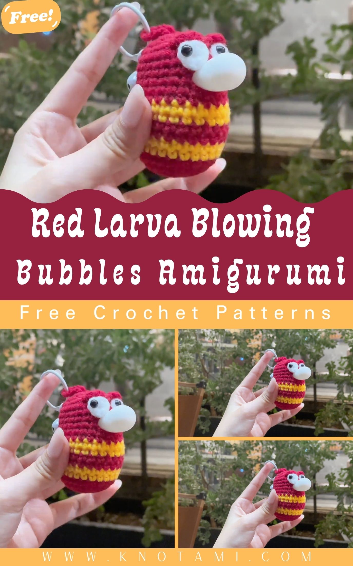 DIY Crochet Red Larva Blowing Bubbles Cute & Creative Amigurumi Idea