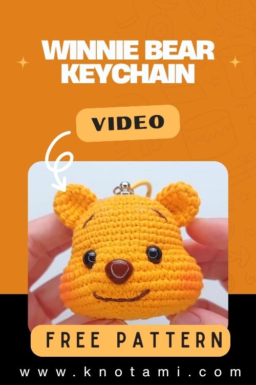 DIY Winnie Bear Keychain Cute Crochet Amigurumi Head