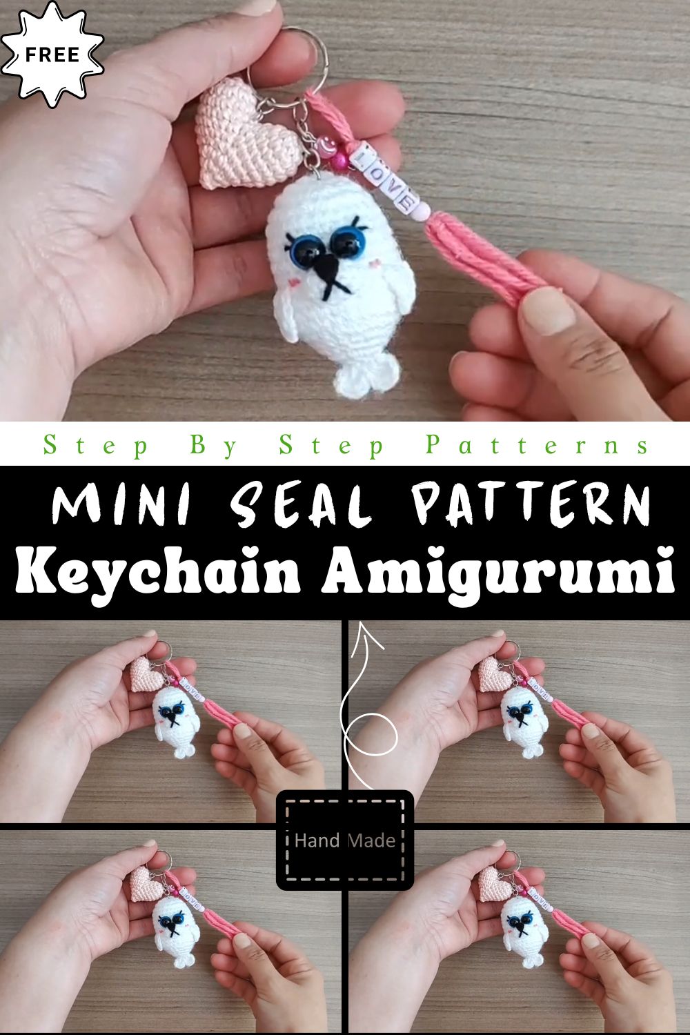 Mini Crochet Seal Pattern Keychain Amigurumi Animal