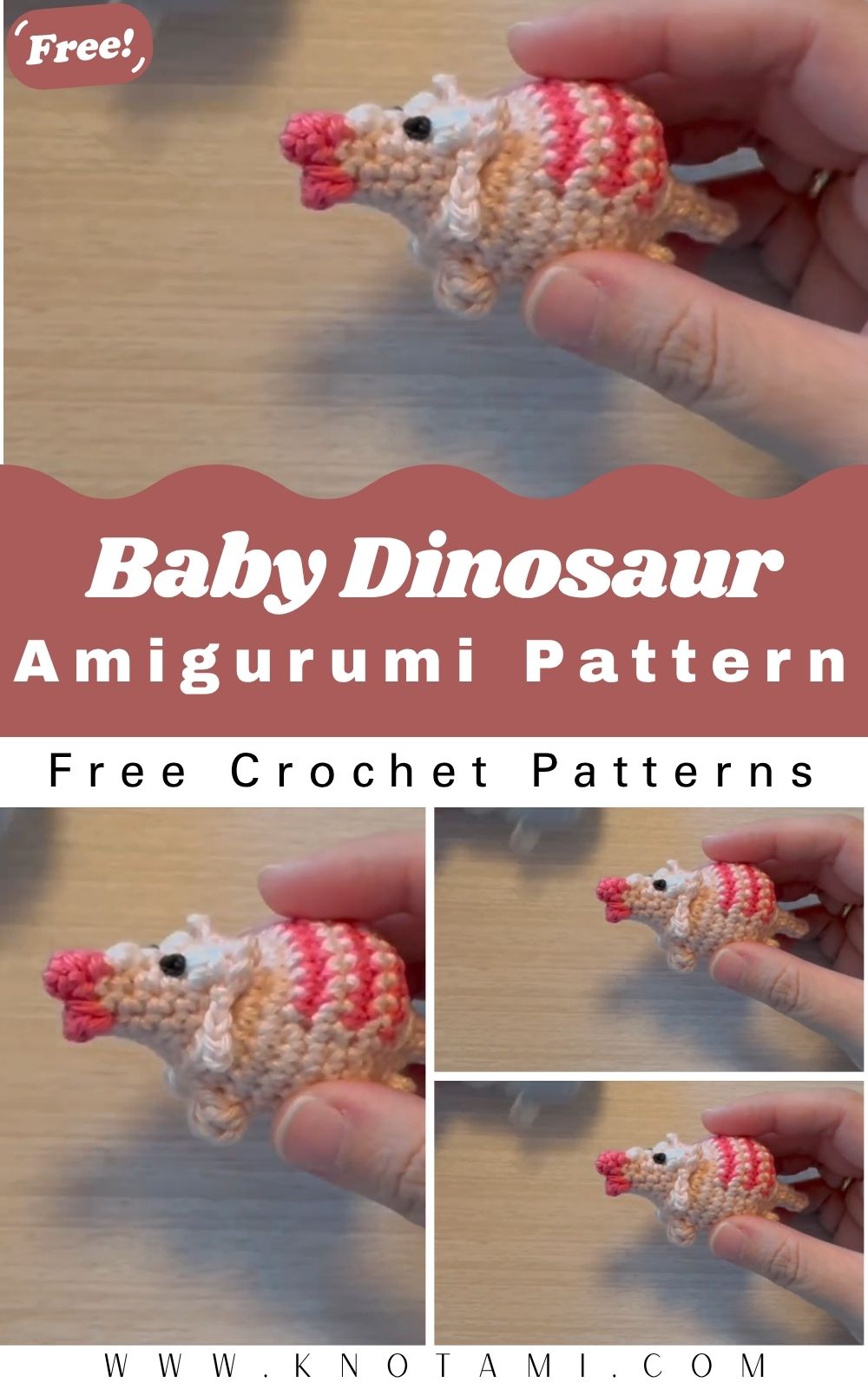 Crochet Baby Dinosaur Triceratops Amigurumi Pattern