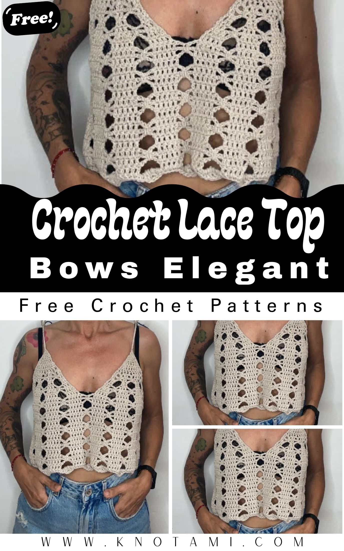 Crochet Lace Top with Bows Elegant Pattern for Beginners