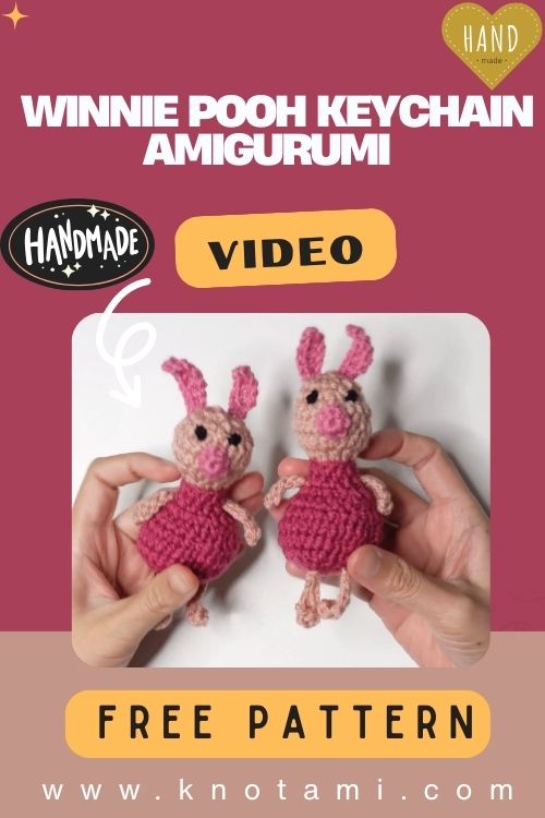 Crochet Piglet Winnie Pooh Keychain Amigurumi Pattern