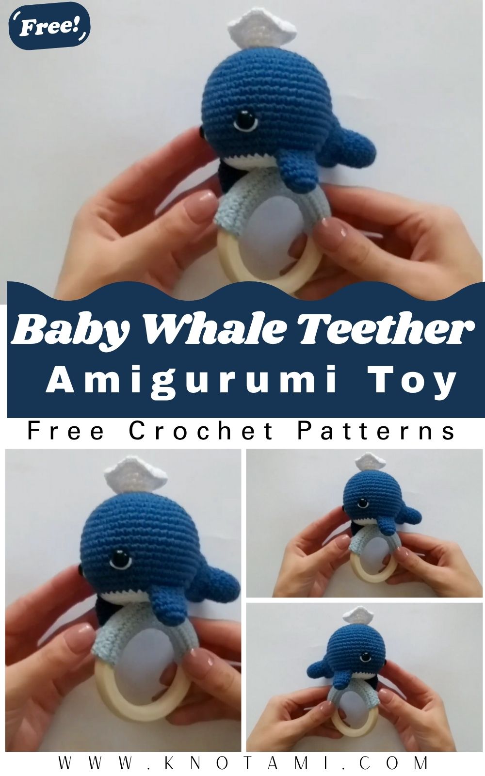 DIY Crochet Baby Whale Teether Amigurumi Pattern Toy