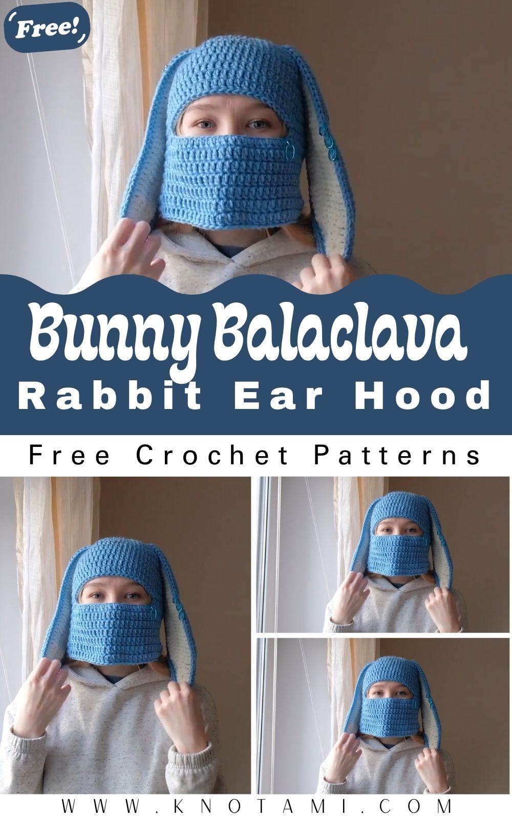DIY Crochet Bunny Balaclava Rabbit Ear Hood Pattern