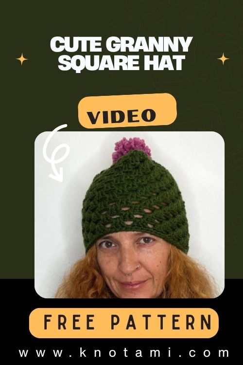 DIY Crochet Cute Granny Square Hat Pom-Pom Pattern