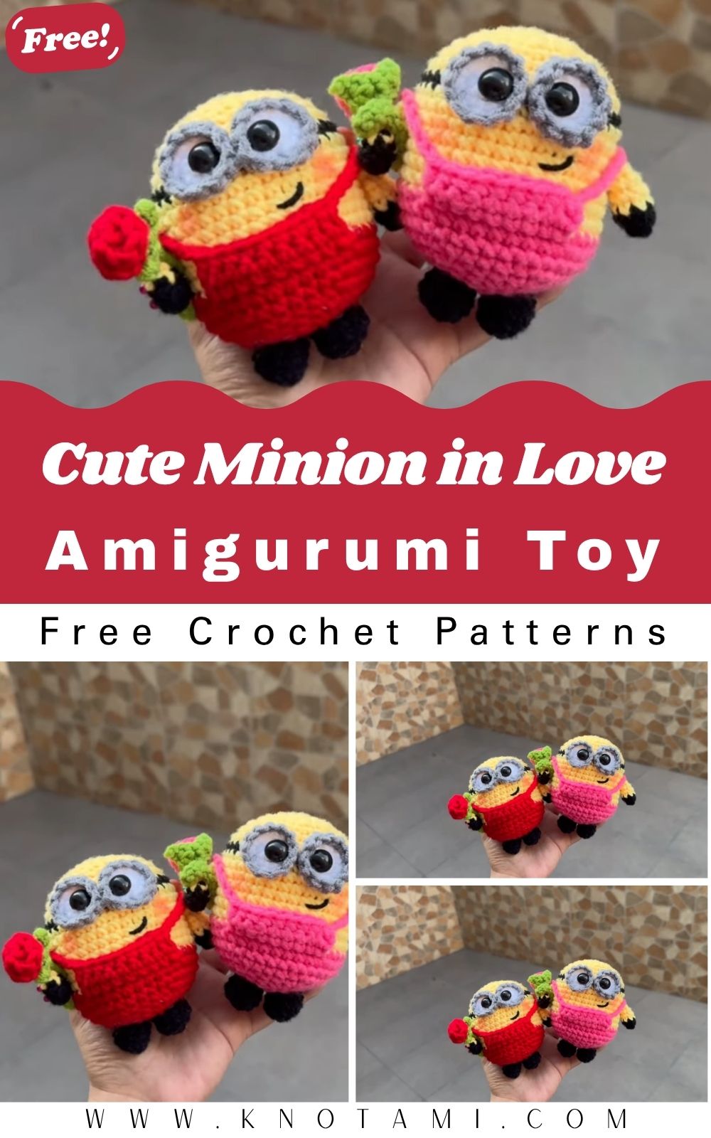 DIY Crochet Cute Minion in Love Amigurumi Pattern Toy