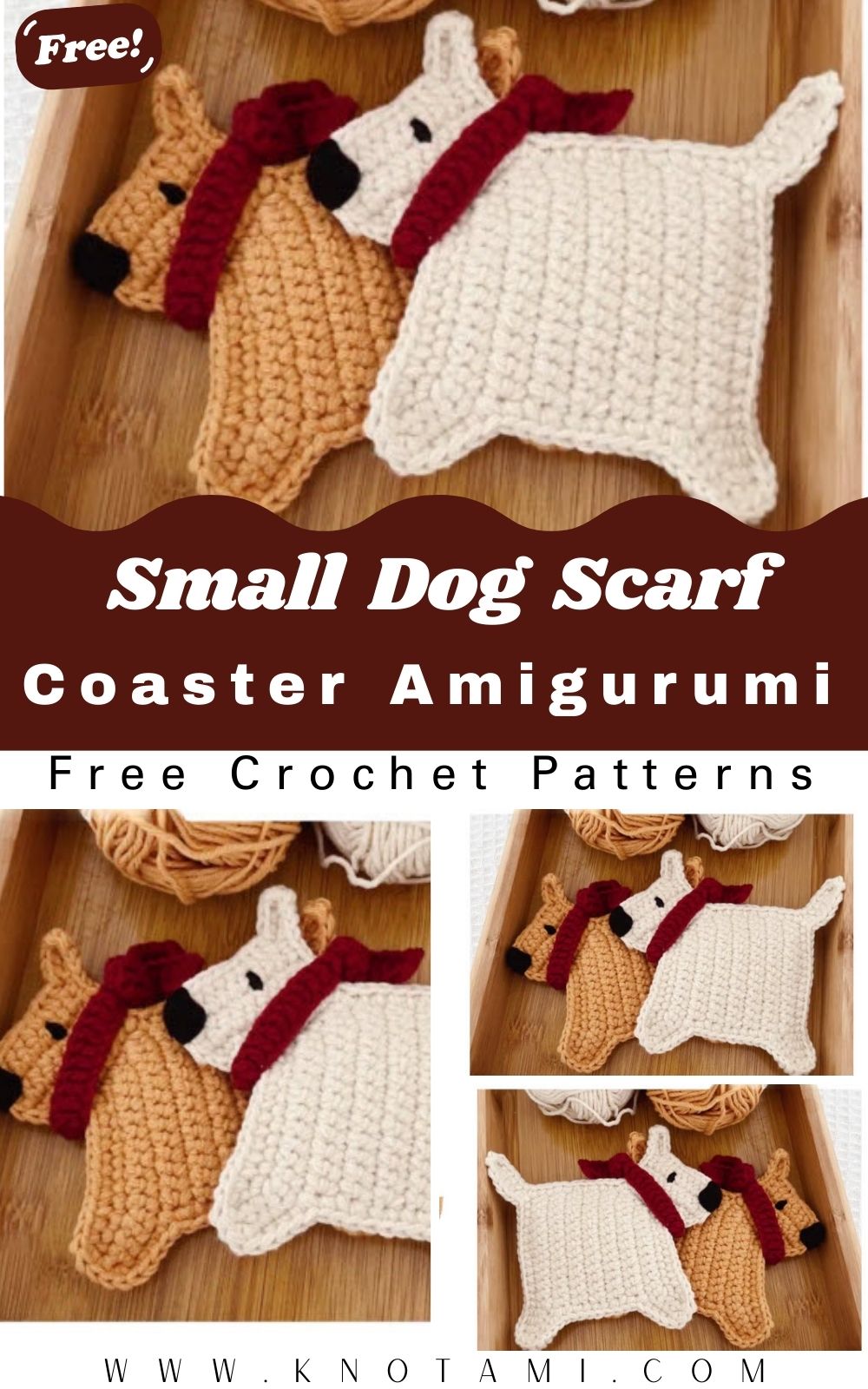 DIY Crochet Cute Small Dog Scarf Coaster Amigurumi Pattern