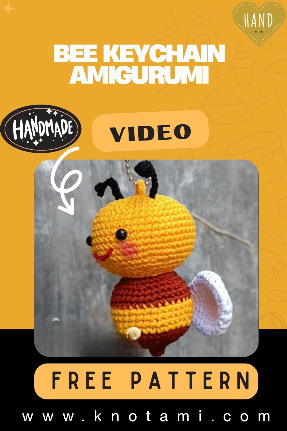 DIY Crochet Mini Bee Keychain Amigurumi Pattern Idea