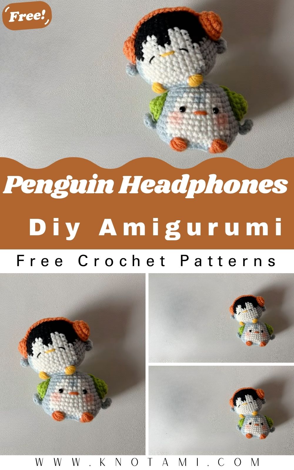 DIY Crochet Penguin Headphones Amigurumi Pattern Plush