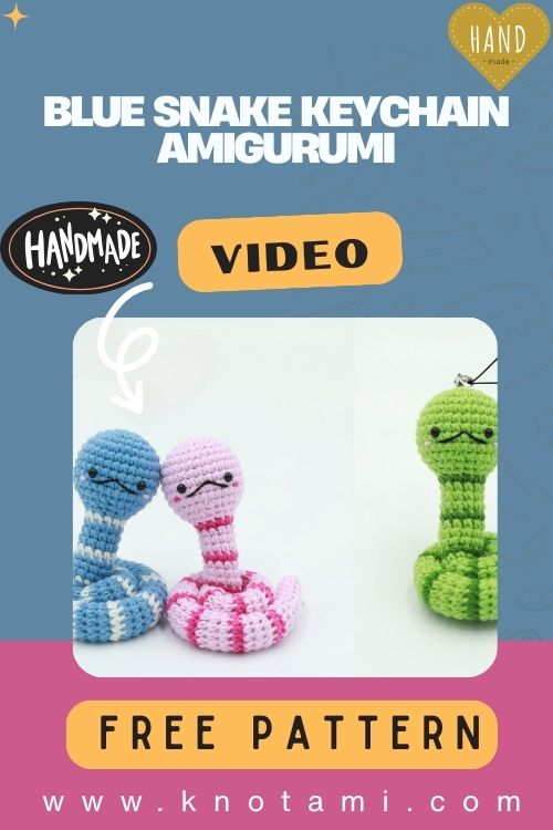 Easy Crochet Blue Snake Keychain Amigurumi Pattern