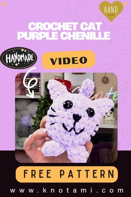 How to Crochet Cat Purple Chenille Amigurumi Pattern