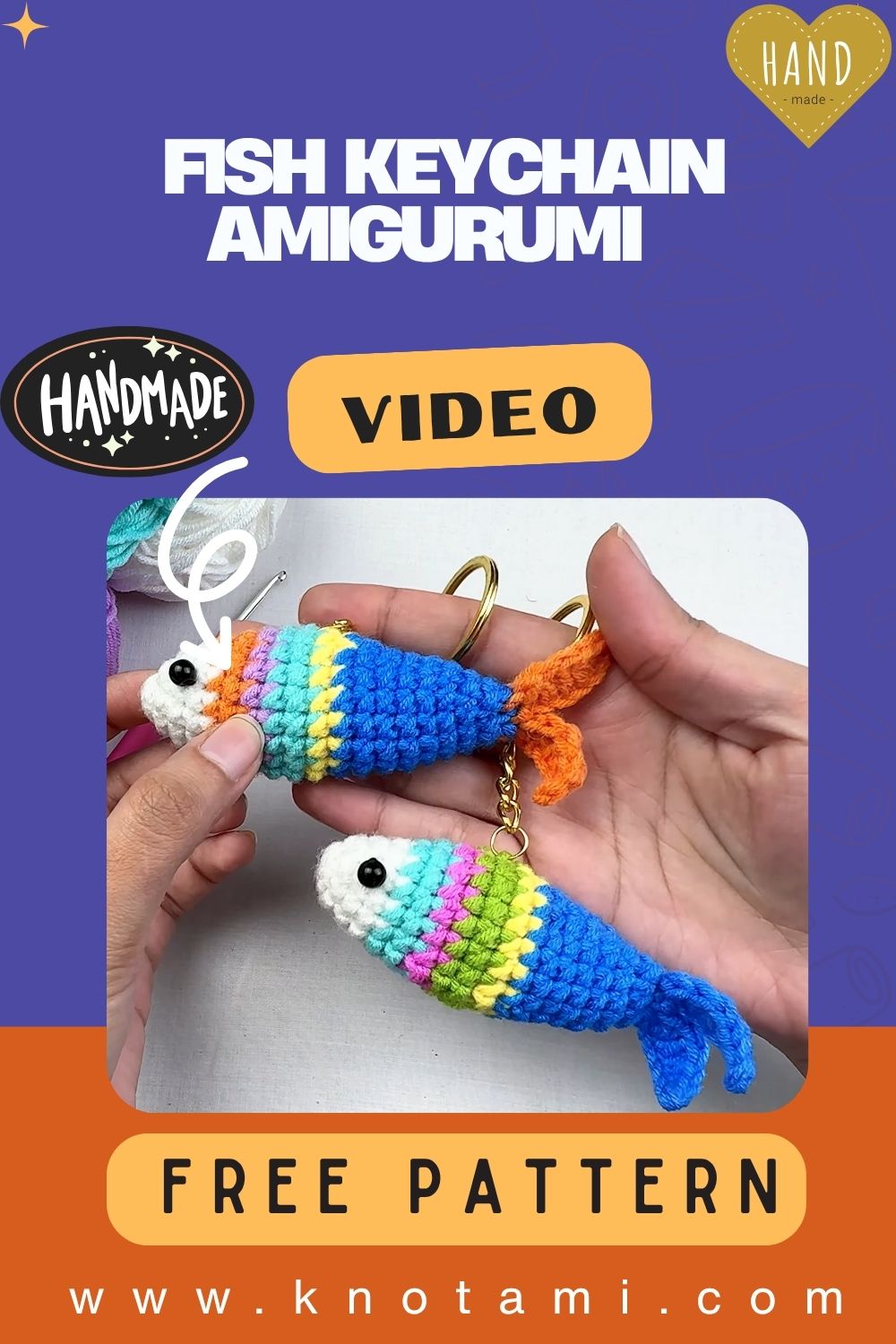 Mini Crochet Cute Fish Keychain Amigurumi Pattern