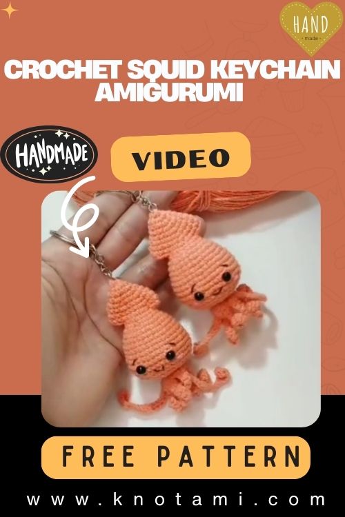 Mini Crochet Squid Keychain Amigurumi Pattern