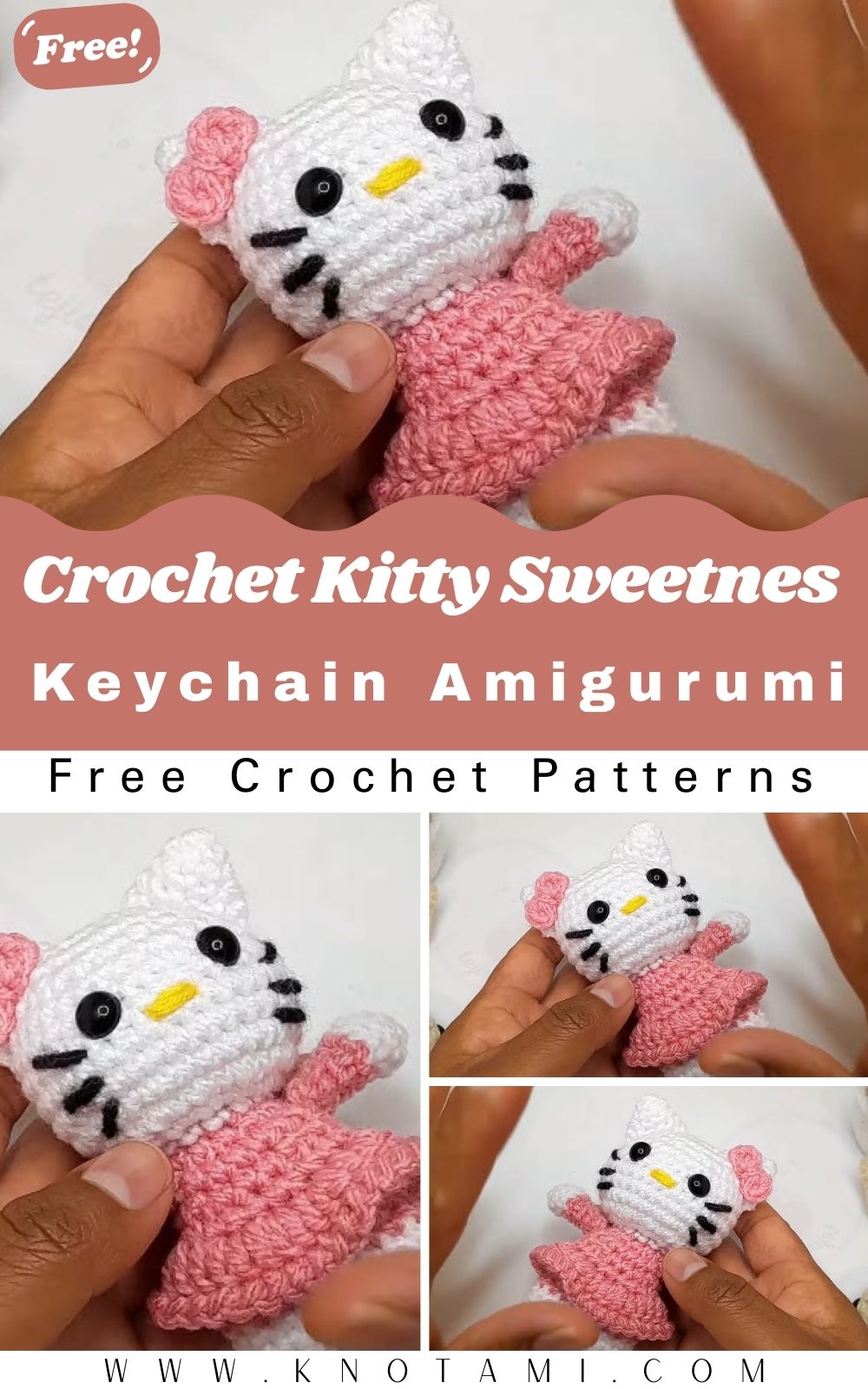 Free Crochet Kitty Sweetness Keychain Amigurumi Pattern for Beginners