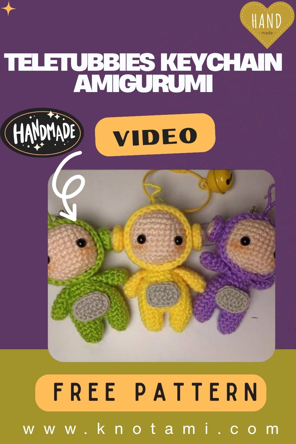 DIY Crochet Teletubbies Keychain Amigurumi Pattern