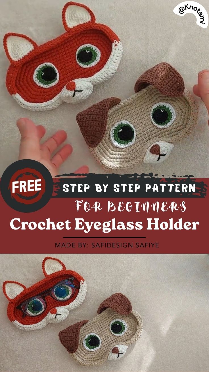 Crochet Eyeglass Holder Amigurumi Patern for Fox and Dog Models