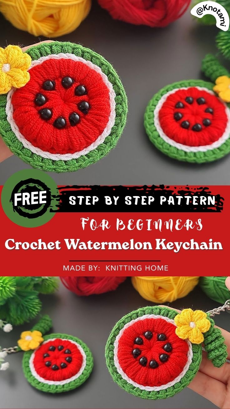 Crochet Watermelon Keychain Pattern for Gifts and Accessories