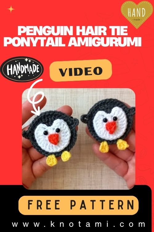 Kids Crochet Penguin Hair Tie Ponytail Amigurumi Pattern