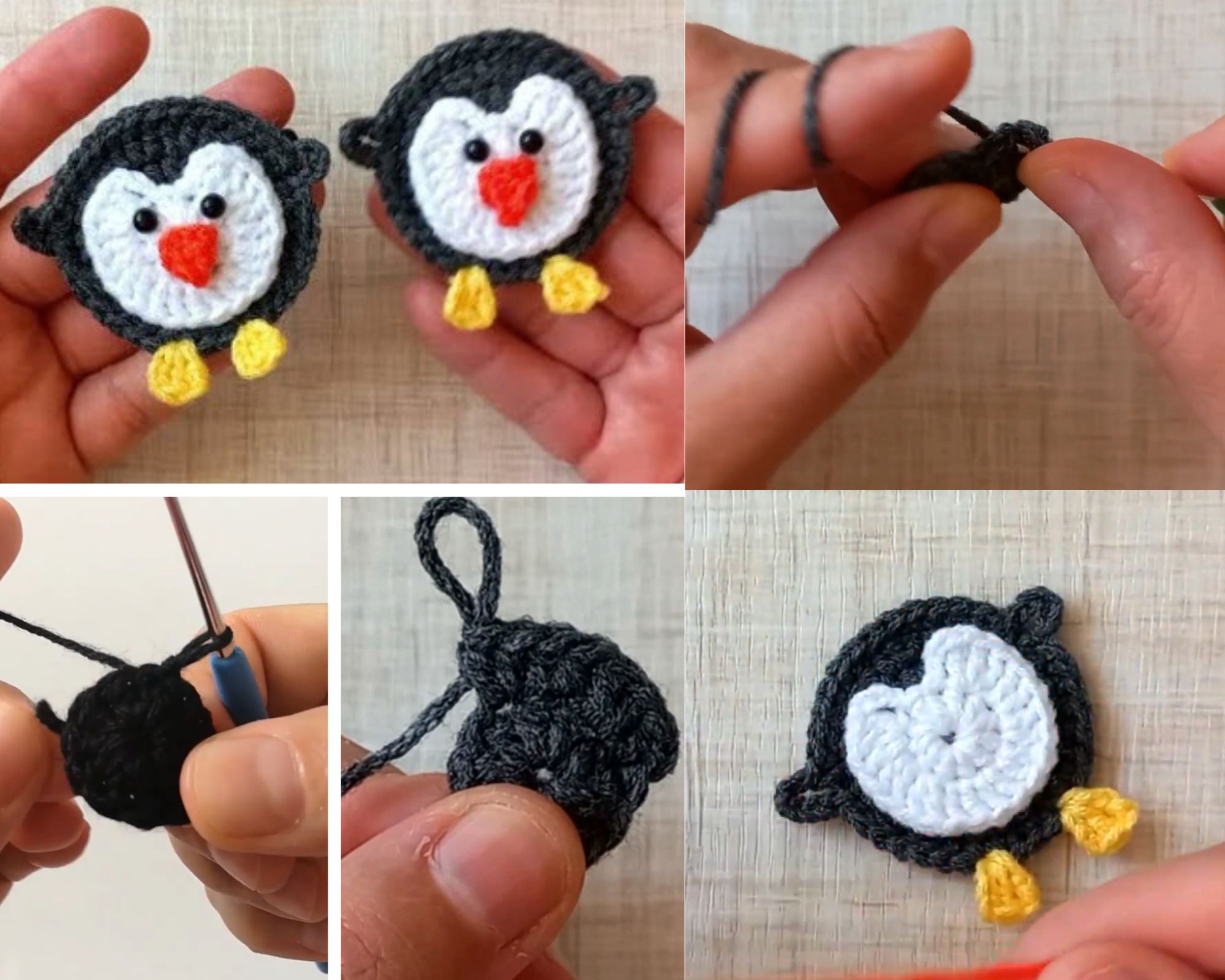 Kids Crochet Penguin Hair Tie Ponytail Amigurumi Pattern