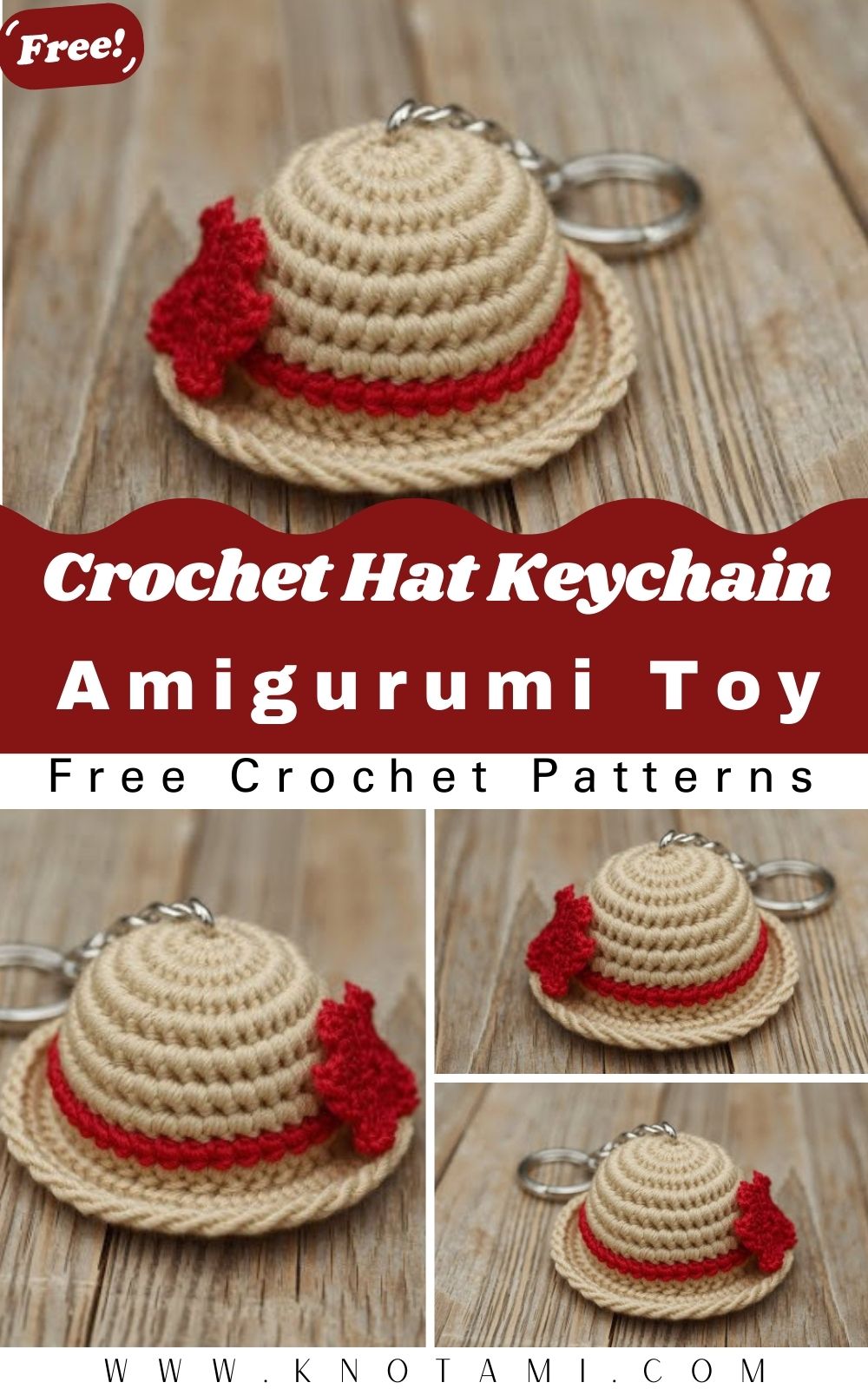 Tiny Crochet Hat Keychain Amigurumi Pattern Toy