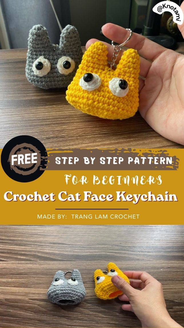 Crochet Cat Face Keychain Amigurumi For Beginners