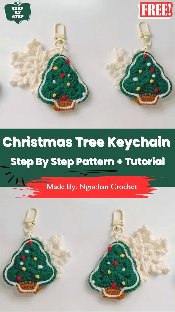 Free Crochet Christmas Tree Keychain Pattern for Beginners