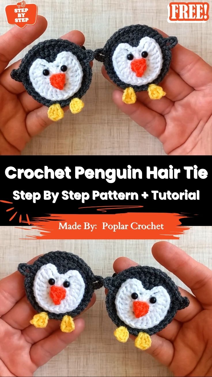 Crochet Penguin Hair Tie Free Pattern for Beginners