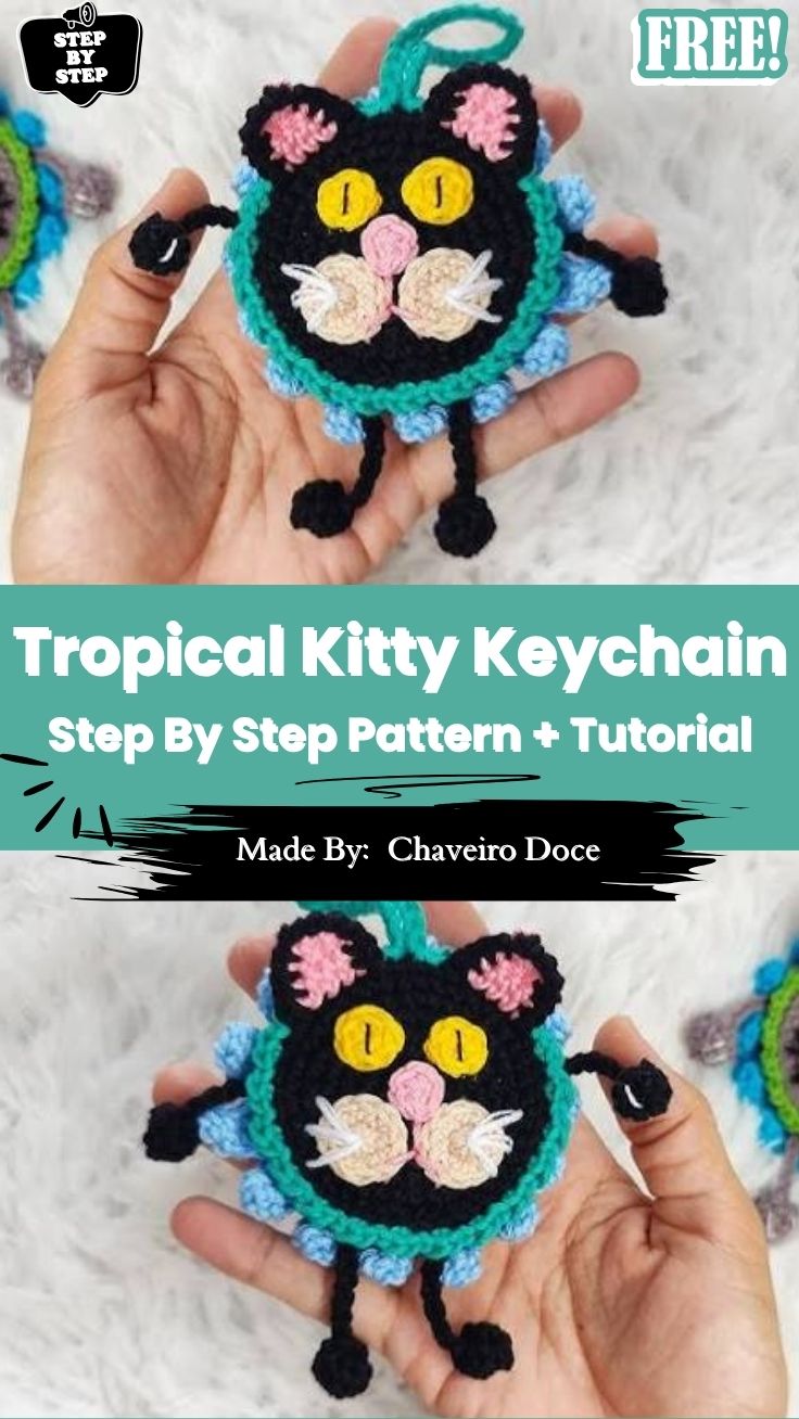 Crochet Tropical Kitty Keychain Amigurumi Pattern