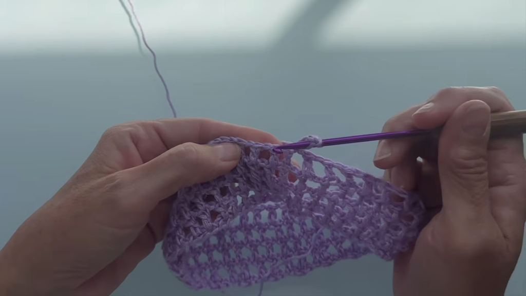 Adding more mesh rows to the lilac piece