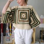 Boxy Cropped Crochet Vest Granny Square Pattern