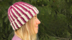 Crochet Beanie Two Tone With Vertical Stripes (2)
