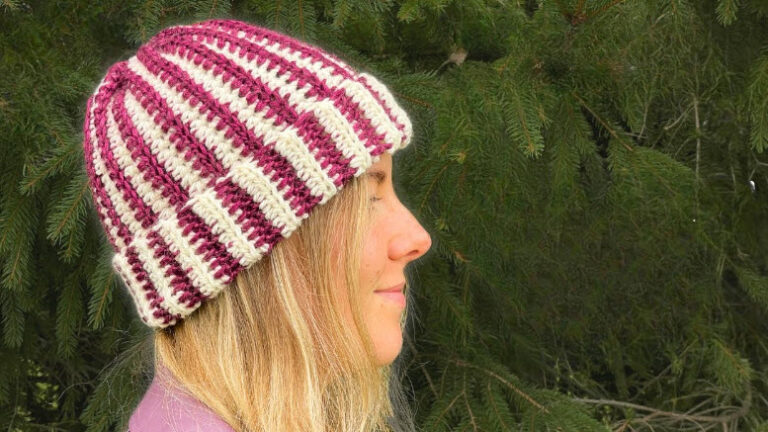 Crochet Beanie Two Tone With Vertical Stripes