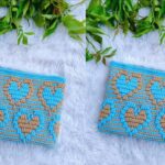 Crochet Mosaic Wallet With Two Tone Hearts