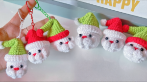 Crochet Santa Claus Keychain Doll Pattern with hats
