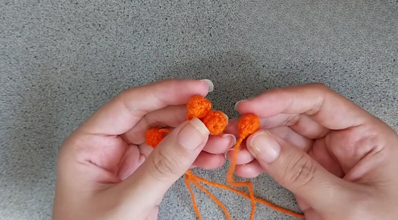 Finished round orange ball for the bunny's body