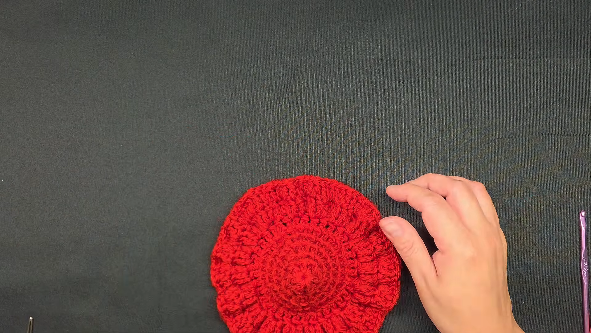 Flat round red base of the Christmas tree