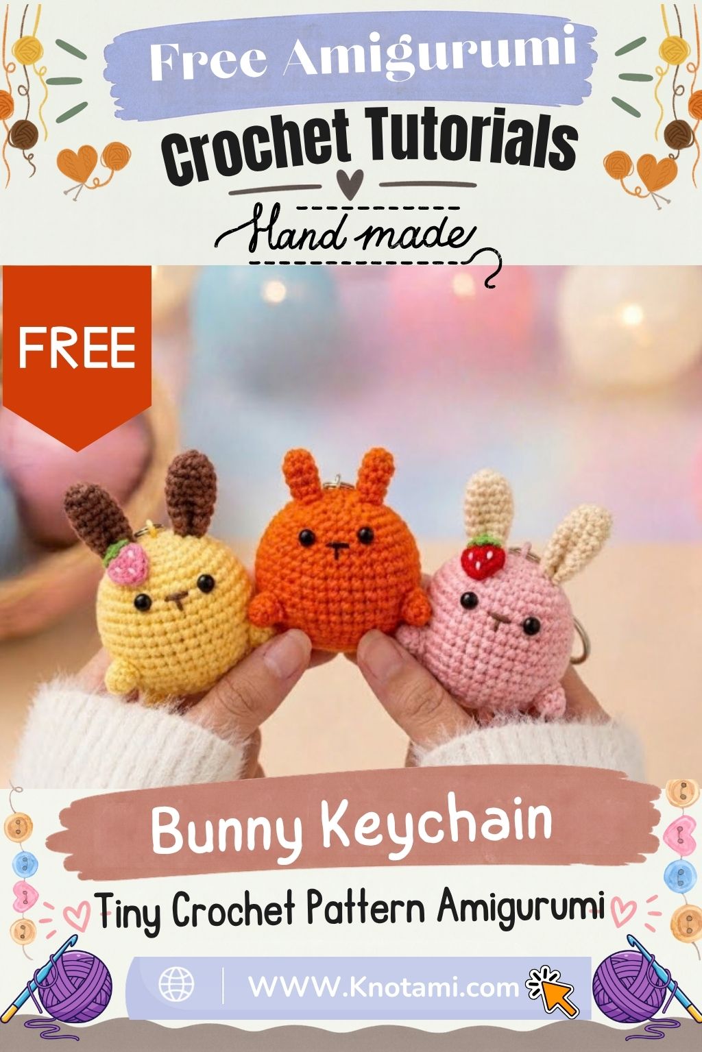 Free Crochet Bunny Keychain Amigurumi Pattern for a Playful Gift
