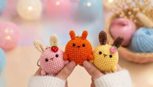 Free Crochet Bunny Keychain Amigurumi Pattern for a Playful
