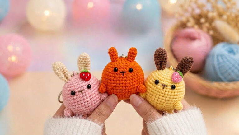 Free Crochet Bunny Keychain Amigurumi Pattern
