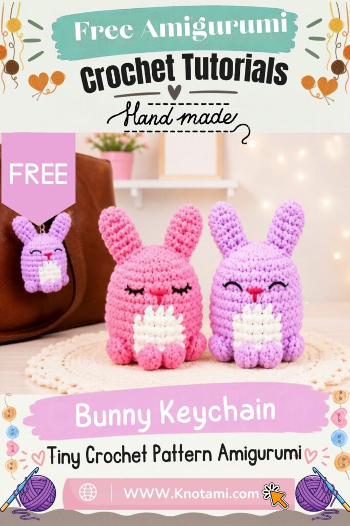 Free Crochet Sitting Bunny Keychain Pattern