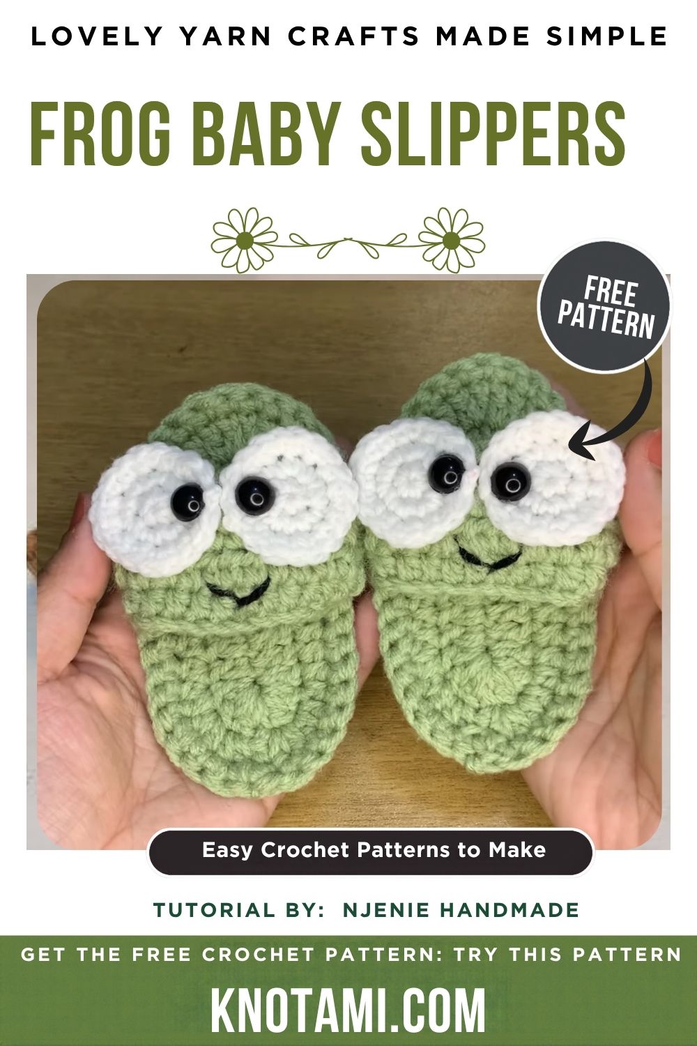 Free crochet frog baby slippers pattern pin with step photos
