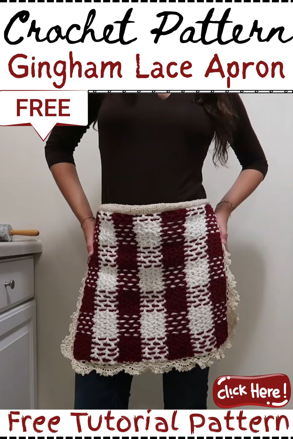 Crochet Gingham Lace Apron
